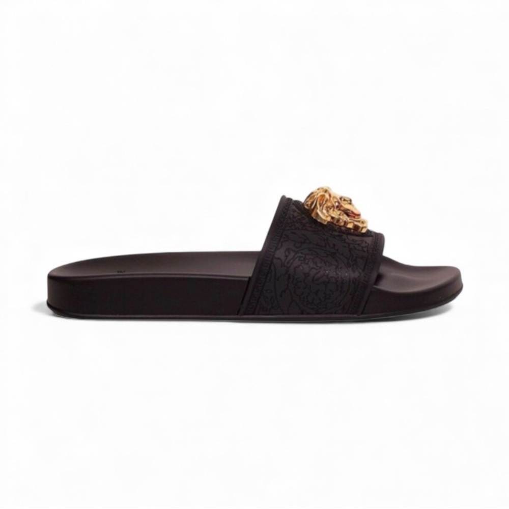 NIB Versace Women's Medusa Slide Sandals in Black/ Gold - Size 37 - Picture 4 of 16